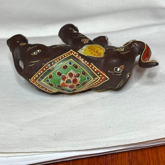 Vintage Elephant Figurine Japan Porcelain Brown Indian Elephant - Picture 4 of 6
